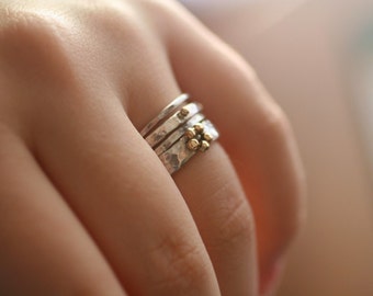 Stackable Rings With Gold Granulation