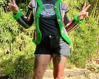 Nepal 1980’s vintage knit boho cardigan sweater women’s size small