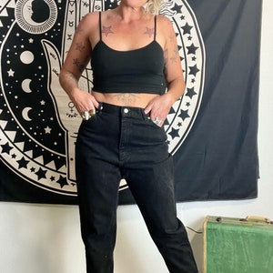 Union made LEE 1980’s vintage black stone wash high waisted mom jeans size 30 waist