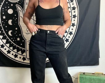 Union made LEE 1980’s vintage black stone wash high waisted mom jeans size 30 waist