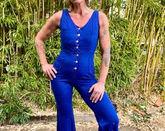 1970-tals vintage trashed med hål, utsvängt linne och discojumpsuit, damstorlek xsmall/small