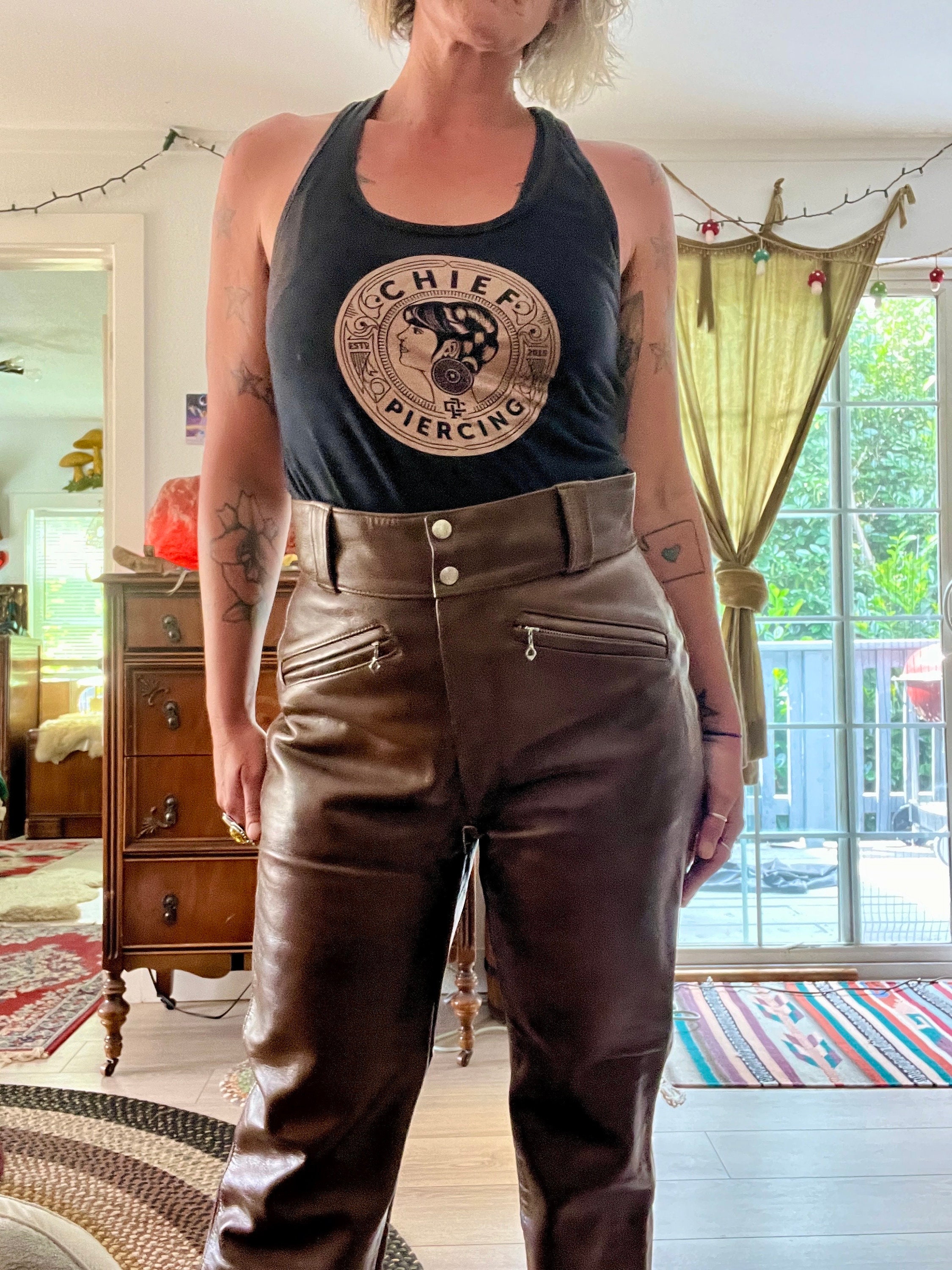 1970's AMF Harley Davidson Brown Leather Motto/motorcycle
