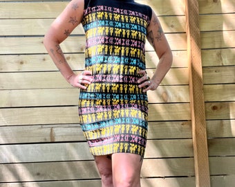 IKAT vintage 1980’s tank Spanish folk art shift dress women’s size small