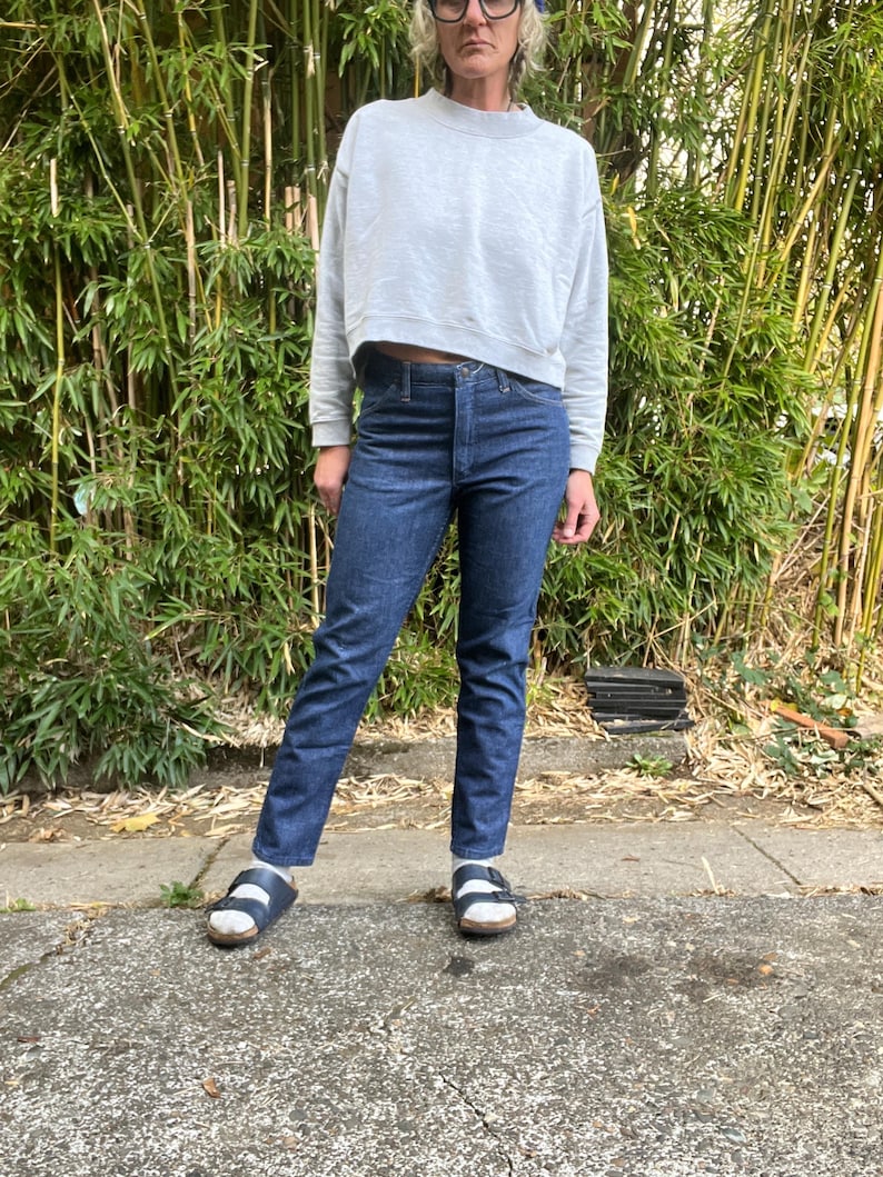 Misses Wranglers 1960’s/70’s vintage sanforized dark denim western jeans women’s size small ( 30 in waist ) image 8