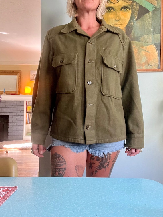 1970’s vintage wool military button up jacket mens si… Gem