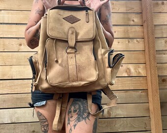 Small Vintage 90s Backpack, Black Artificial Leather
