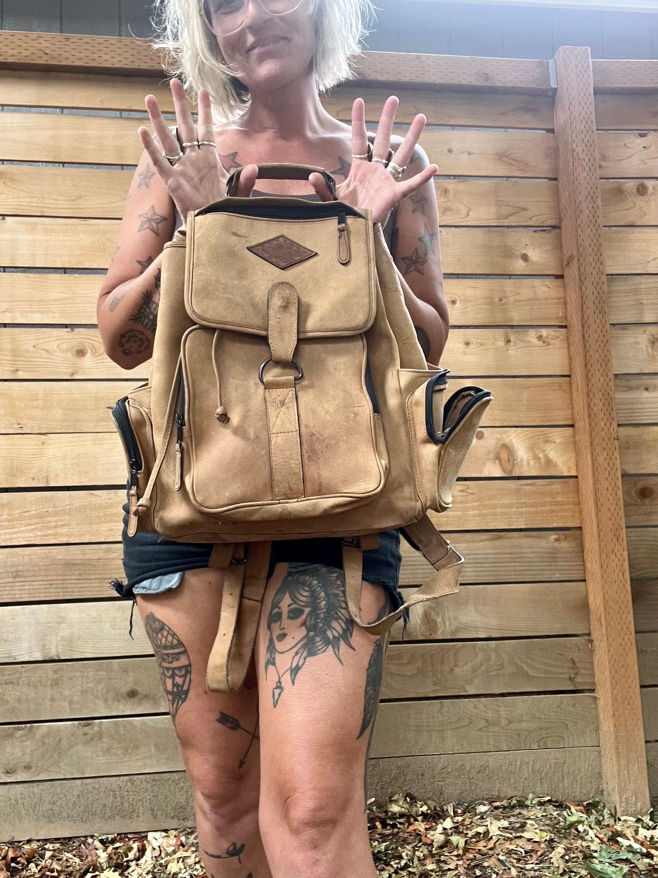 【在庫あり】 1980's/90's Vintage Etsy - Accessories Backpack Leather Tan バッグ