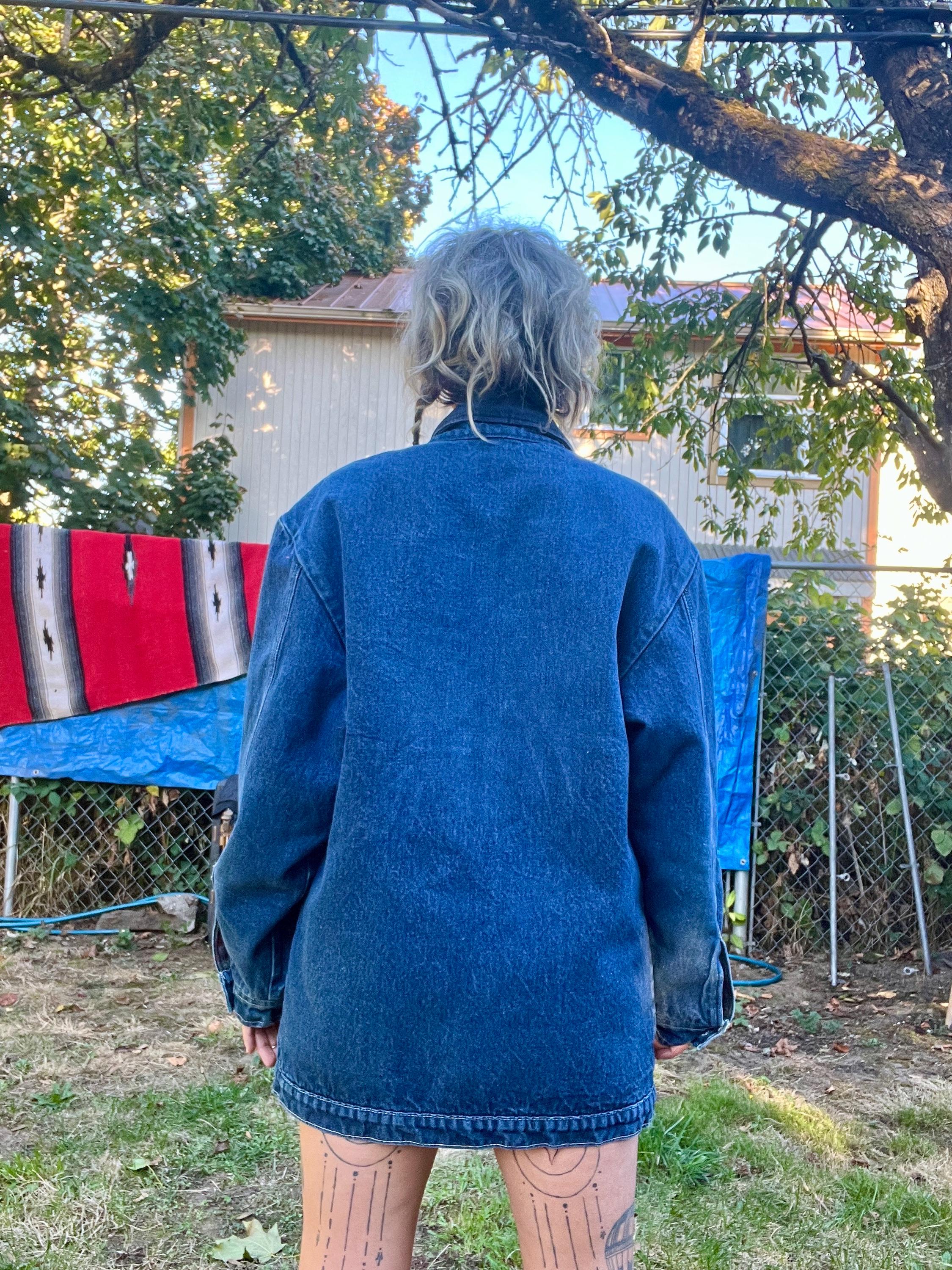 Fireman's Chore 1980's Vintage Denim Blanket Lined Chore Jacket