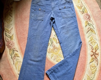 Sears 1970’s vintage flared boho/hippie bellbottom cotton denim jeans women’s size 28