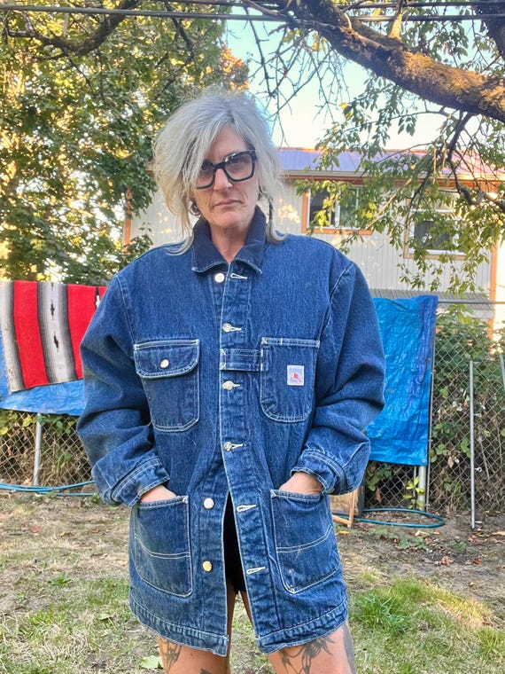 Fireman's Chore 1980's Vintage Denim Blanket Lined Chore Jacket