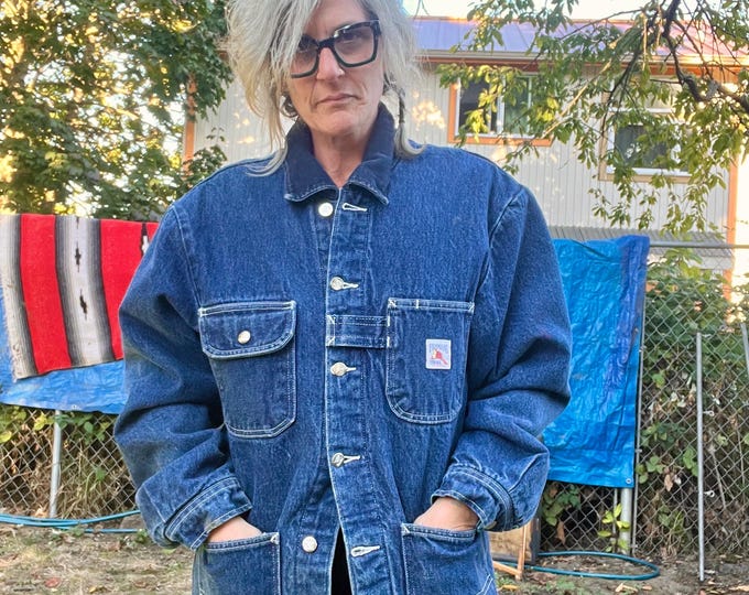 Fireman’s Chore 1980’s vintage denim blanket lined chore jacket men’s or women’s size small/medium