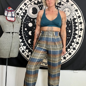 Express vintage 1980’s/90’s plaid ramie rayon trouser pants womens size xsmall 25in waist