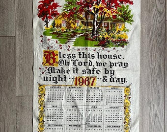 Retro home decor hippie boho 1960’s vintage calendar cotton tapestry wall decor/hanging
