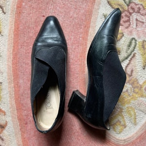 Connie black leather witchy goth whimsy goth 1990’s  leather pointed toe shoes women’s size 8.5