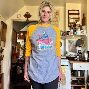 Rad ROACH 1980’s vintage iron on raglan Tshirt unisex size large/xlarge