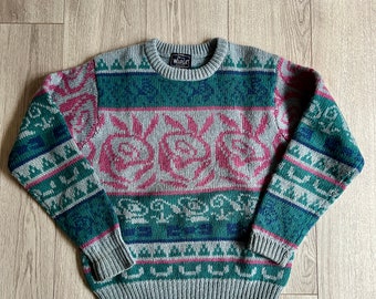 Suéter vintage Woolrich estilo cottagecore shabby chic dos anos 80/90, tamanho feminino pequeno/médio.