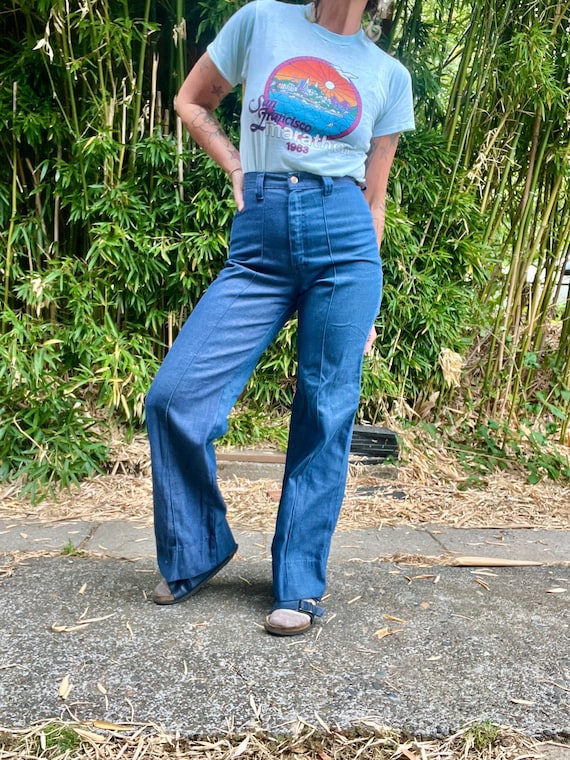 MS LEE 1970’s vintage high waisted flared denim j… - image 1