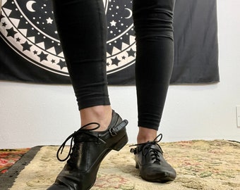 ASH black leather buckle pointed toe gothy witchy whimsy goth ankle boots/shoes women’s size 39 ( 8 )