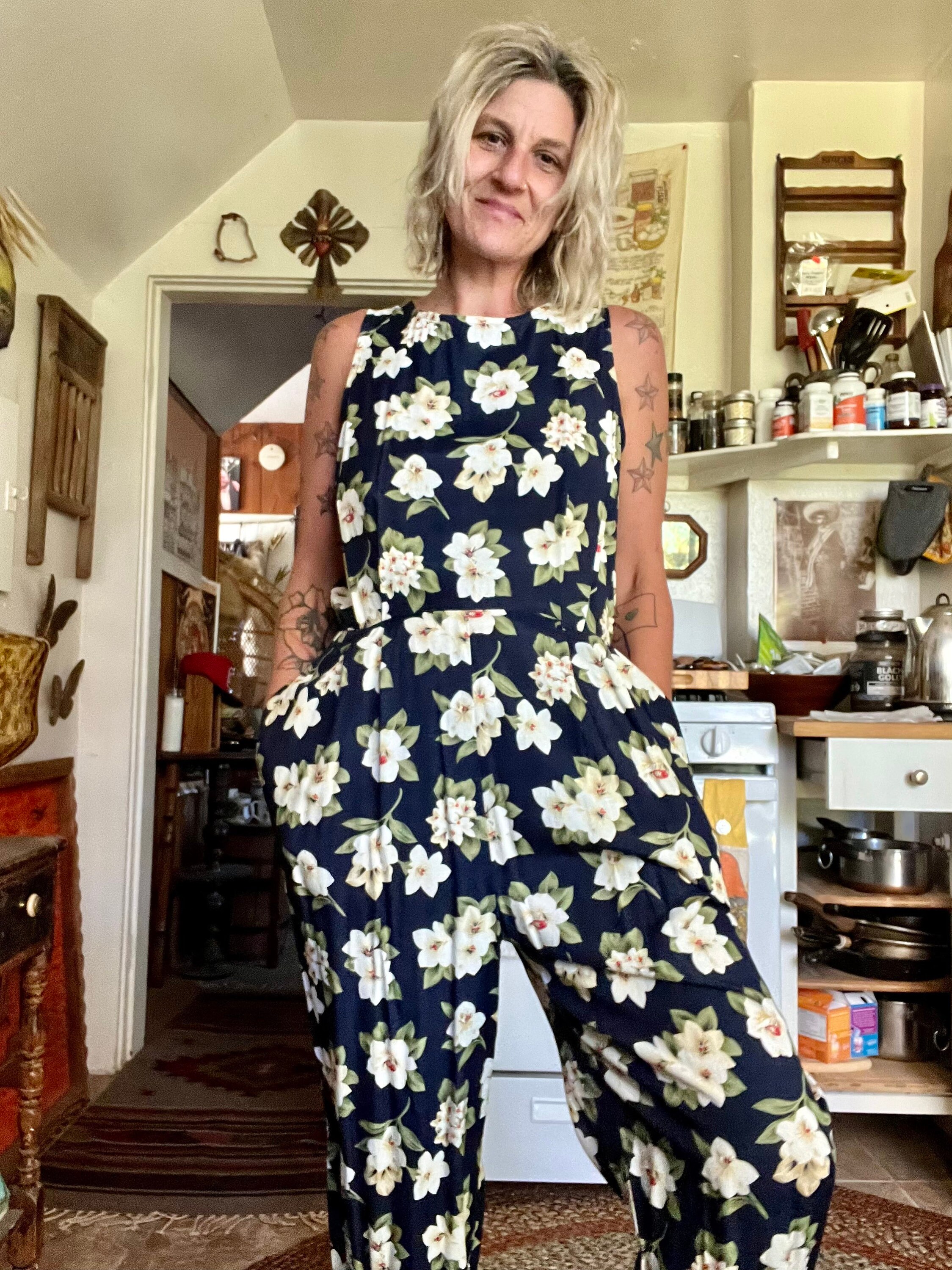 Vintage 90s D. Frank Floral Jumpsuit & Belt