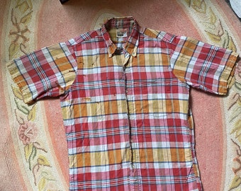 Dan River 1960's vintage heren geruite rockabilly mod button-up shirt met kraag herenmaat small