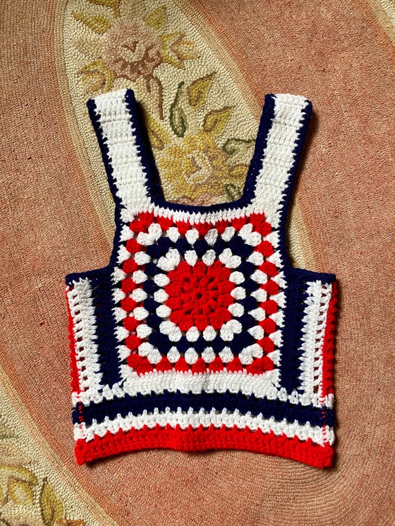 1970’s handmade knit boho hippie patchwork vintage
