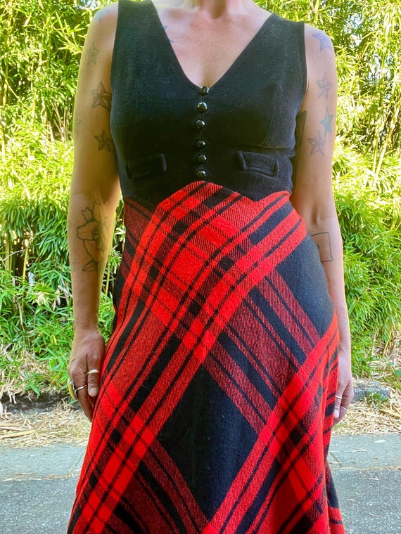 Beautiful Rare 70s Velvet and Wool Wallis Maxi Dress