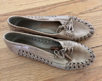 Fanfares vintage 1980’s leather woven loafer huraches/shoes women’s size 6.5
