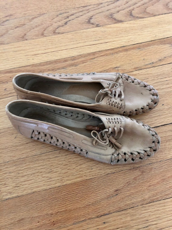 Fanfares vintage 1980’s leather woven loafer huraches/shoes women’s size 6.5