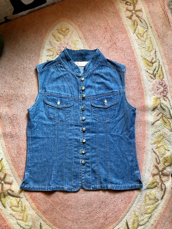1990's Vintage Denim Button Up Tank Women's Size Medium/Large