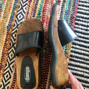 Bongo Y2K vintage black leather clog slide sandals women’s size 5