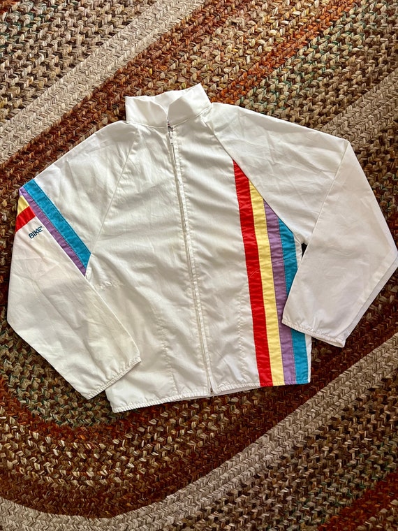 Rad 1980’s BIKE rainbow striped windbreaker gende… - image 5