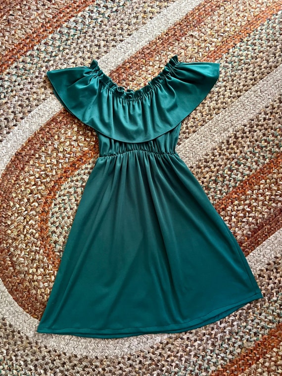 1970’s vintage hunter green off the shoulder empi… - image 6