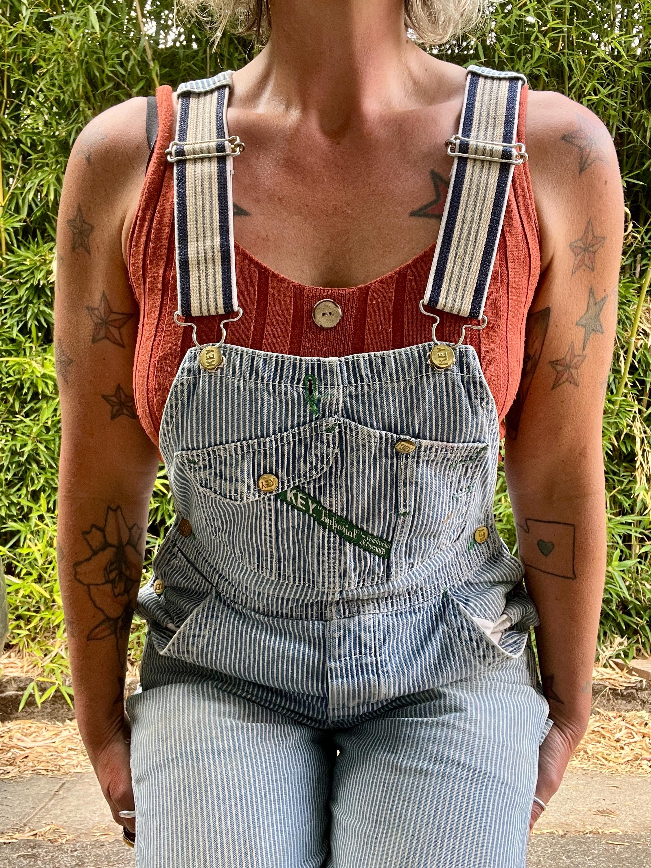 〜70s KEY Vintage Hickory Stripe Overalls 70s/80s Key Imperial Hickory Stripe Overalls – Double Barrel