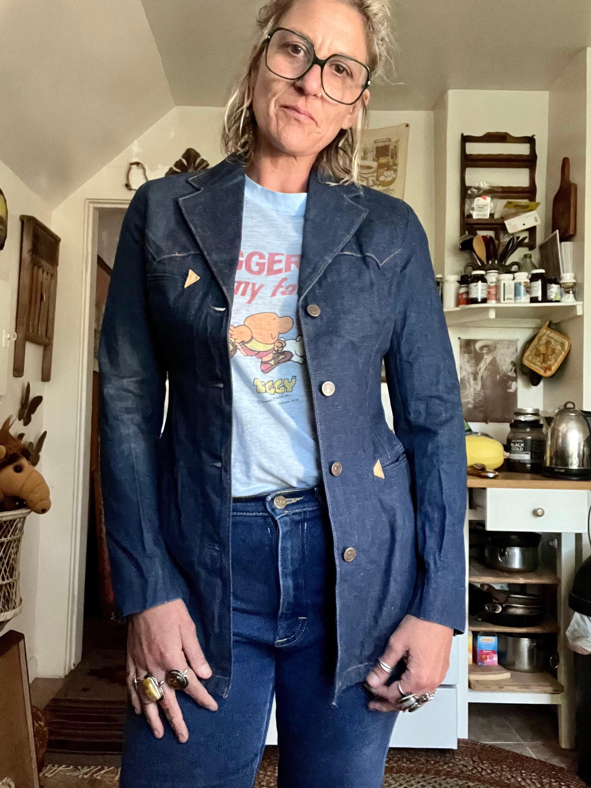 Denim suit sale jacket womens