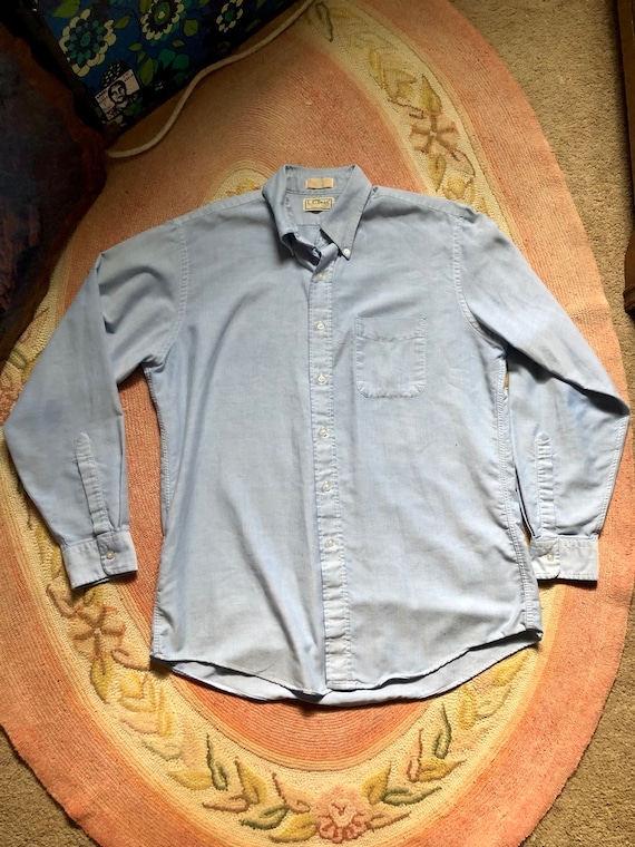 LL Bean vintage 1980’d chambray button up mens or… - image 1
