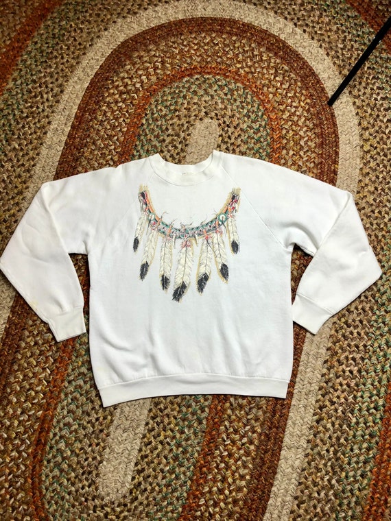 1990’s vintage glittery feather pullover sweatshi… - image 1