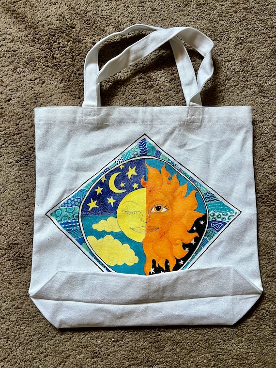 1990’s/Y2K vintage celestial sun and moon canvas t