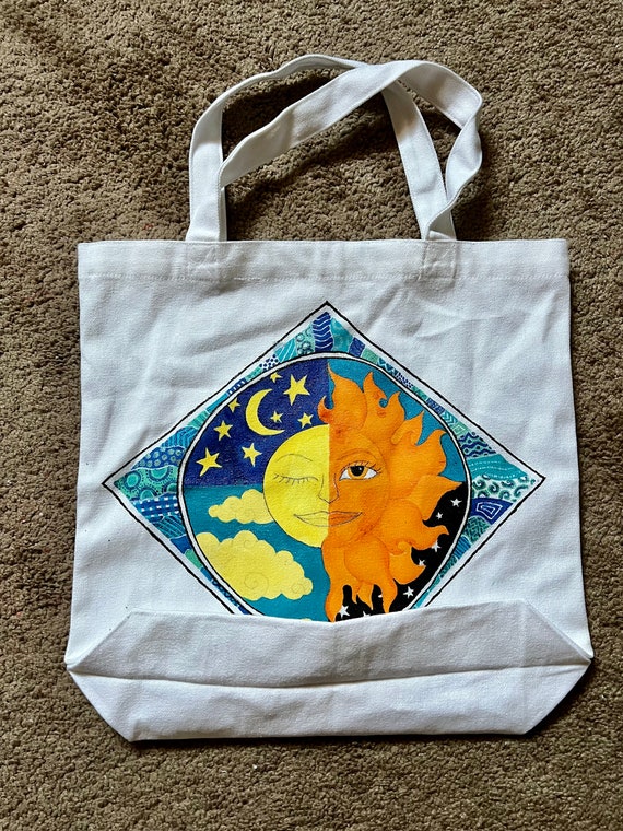 1990’s/Y2K vintage celestial sun and moon canvas t