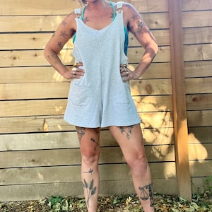 1980’s/90’s vintage heather grey boxy athletic sporty overalls womens size medium/large