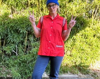 Hilton 1960’s vintage bowling button up shirt men’s or women’s size small/medium