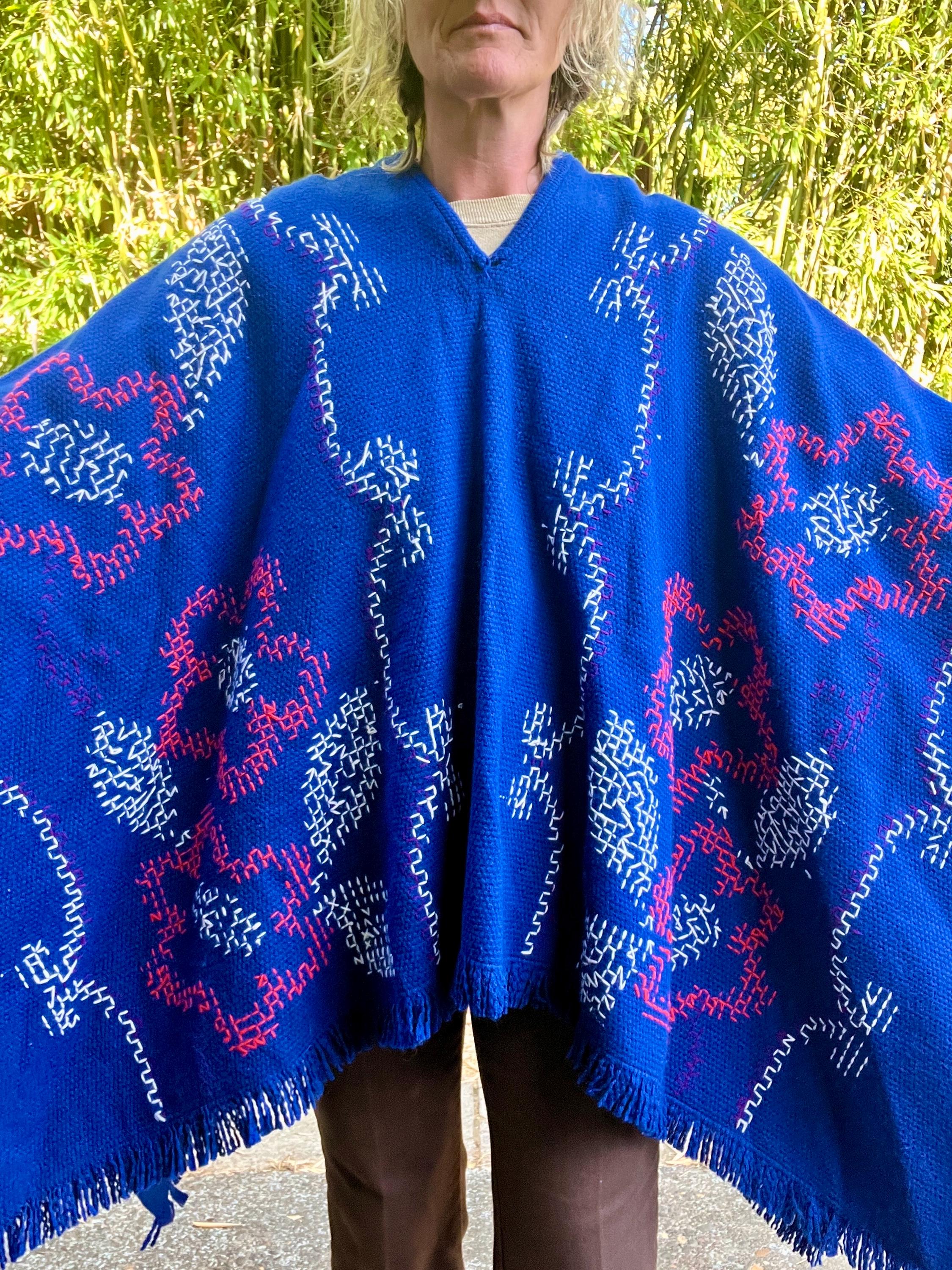 1970年代のヴィンテージ花柄刺繍ポンチョ レディース フリーサイズ 