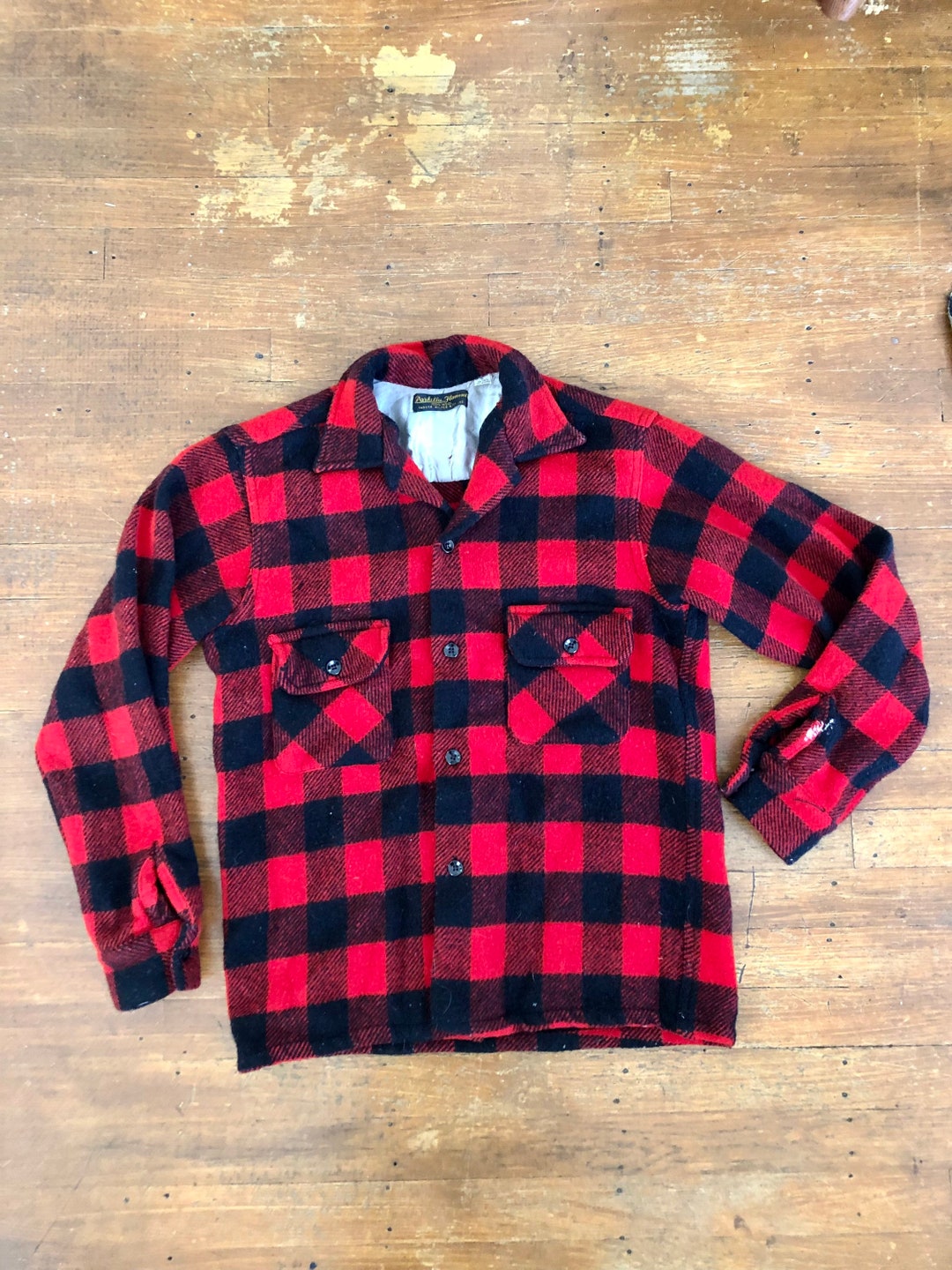 Parkella Flannel 1950's/60's Vintage Wool Red and Black Lumberjack ...