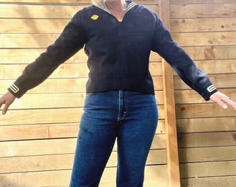 Naval clothing factory 1940’s/50’s vintage wool sailor pullover shirt men’s or women’s size small-medium