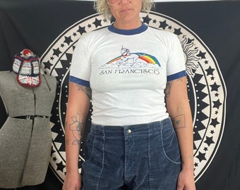 1980’s San Francisco rainbow unicorn ringer T-shirt women’s  size xsmall/small