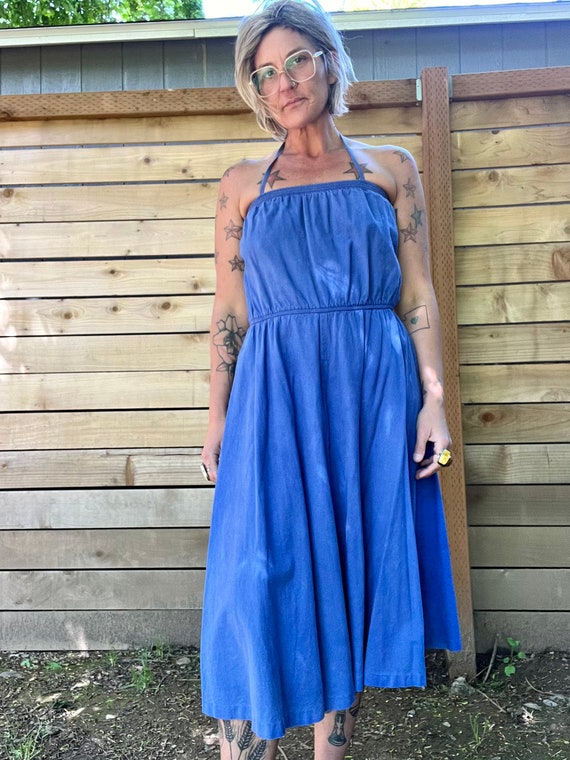 70’s/80’s vintage cotton halter sundress womens s… - image 7