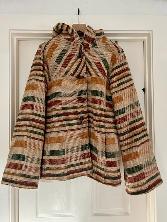 Swingles by Character 1970's Vintage Hooded Wool Plaid Toggle