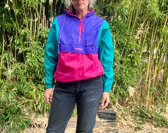 Vintage 1980s Columbia Sportswear Quarter Zip Windbreaker Jacket