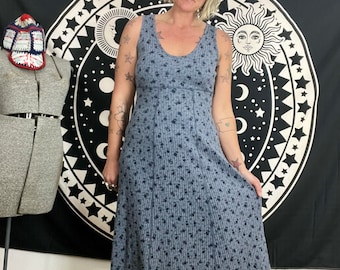 Floral 1990’s vintage ribbed tank dress women’s size small/medium