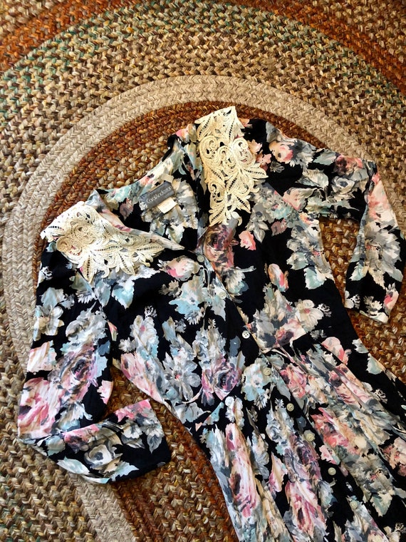 1980’s vintage floral beauty rayon dress women’s s