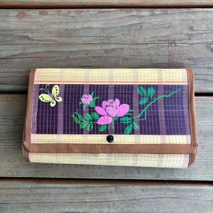 Bolsa clutch casual Contempo de bambu vintage de rattan dos anos 80